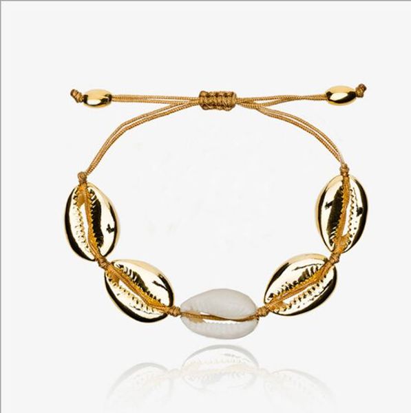 

1pc cowrie shell bracelet femme adjustable boho macrame friendship real seashell bracelet mothers day jewelry gift 7691, Golden;silver