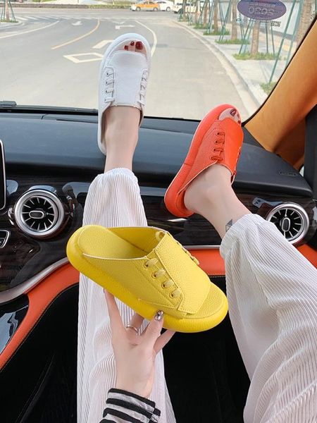 

flat shoes female ladies' slippers platform peep toe slides med slipers women soft summer 2020 casual basic, Black