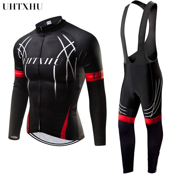 

uhtxhu 2020 men cycling sets winter thermal fleece cycling clothing bike kit jersey set bicycle jerseys bicycle wear, Black;blue