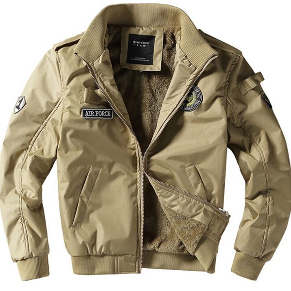 

pilot jacket men winter bomber cotton coat fleece warm tactical army jacket male casual flight clothes, Black;brown