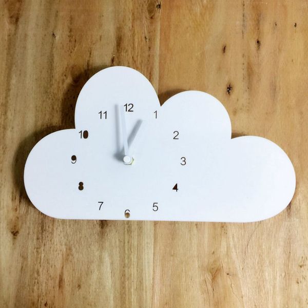

clock time cloud wall hanging wood toys model baby kids room furnish articles child christmas birthday gifts(white