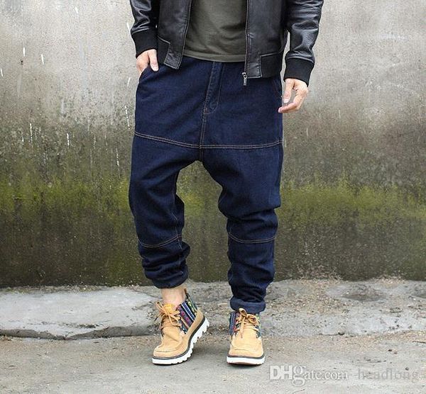 

new men's plus size jeans autumn loose harem cross big size 30 40 44 46 haroun jeans trousers man bottoms