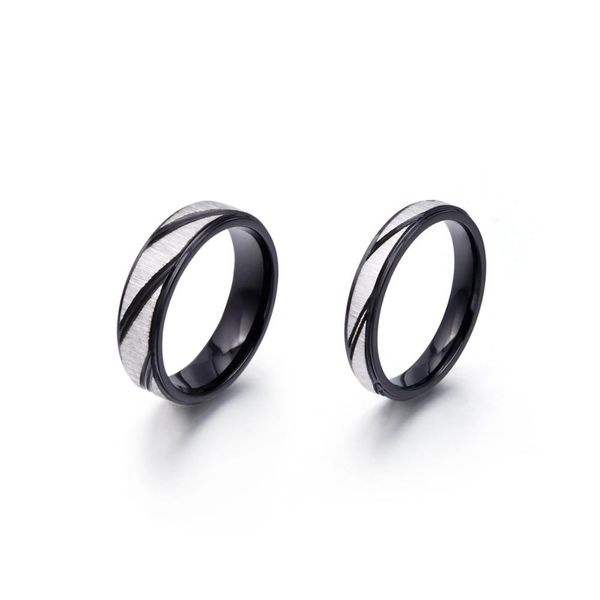 

fashion couples stainless steel ring black silver stripes simple style for wedding ring for men/women gift jewery wholesale, Slivery;golden