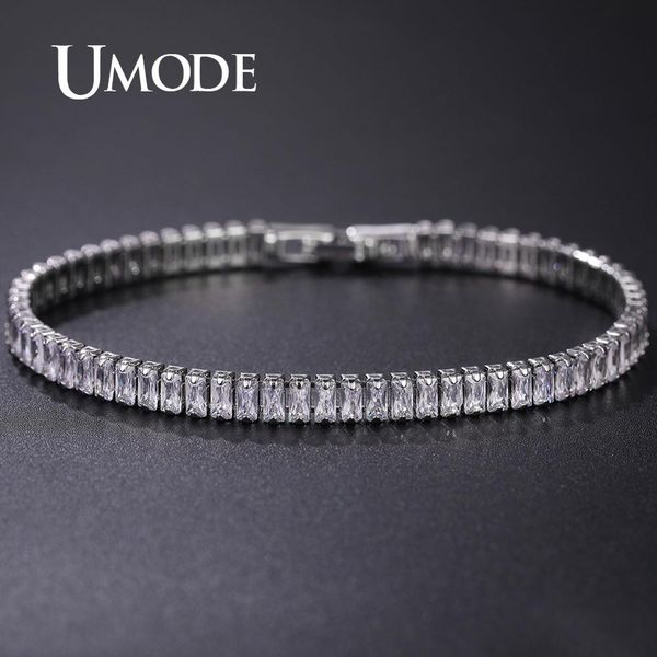 

umode 2mm * 4mm clear zircon tennis bracelets for women stone crystal bracelet friends femme accessories wholesale ub0180, Golden;silver