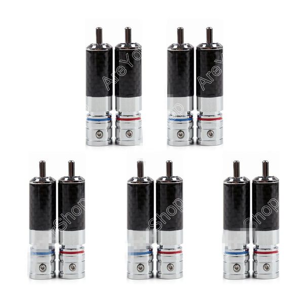 Freeshipping venda 10 Pcs Audiophile Eutectic Copper ródio RCA plug solda Conector minijac