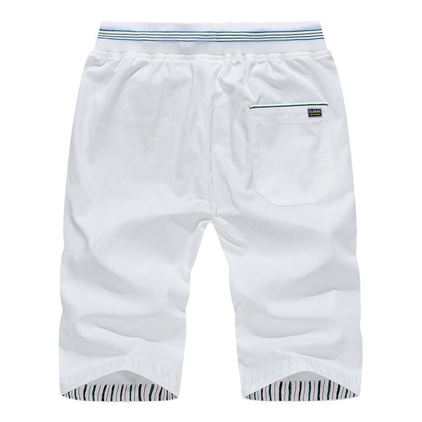

yiwa fashion men shorts soft cotton casual beach shorts comfortable pure color high ealstic waistband drawstring short, White;black