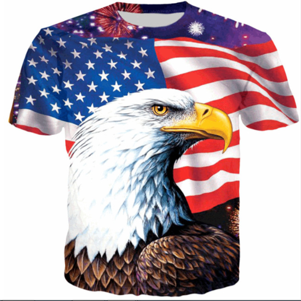 

funny fashion american flag eagle t-shirt women men summer 3d print short sleeve crewneck casual hip hop q377, White;black