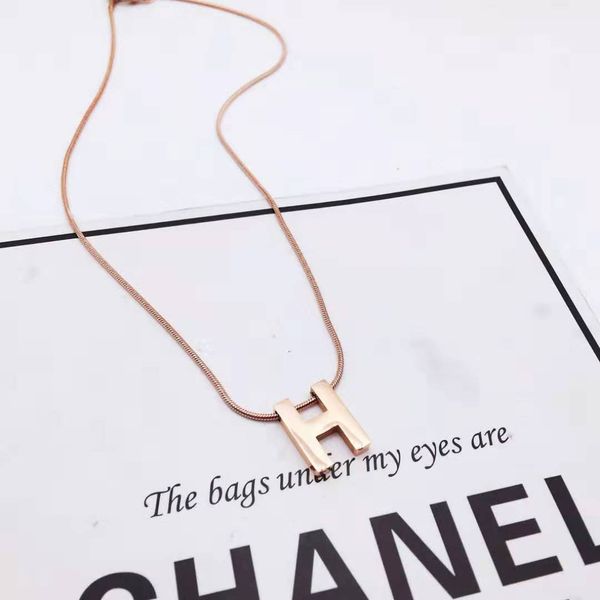 

pretty young girl dubai initial letter "h" 18 k rose solid gold gf pendant lengthen chain necklace never be worn nickel free, Silver