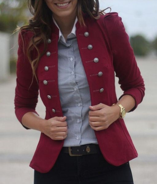 

новая женщина пальто slim fit тонкий двубортный сплошной цвет с длинным рукавом куртки дамы ol равномерное рабочая одежда повседневная одежд, Black;brown