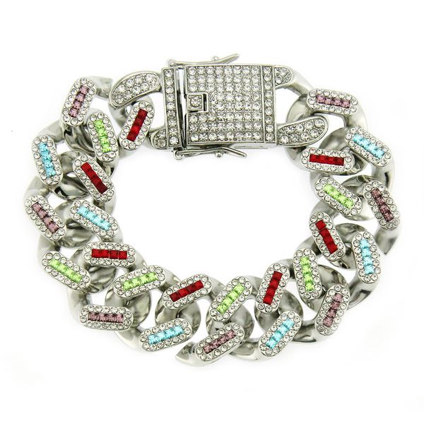 

rhinestone man hiphop cuba bracelet luxury new fashion new arrival eternity prom de plata de ley 925 link bracelets chain mails, Black