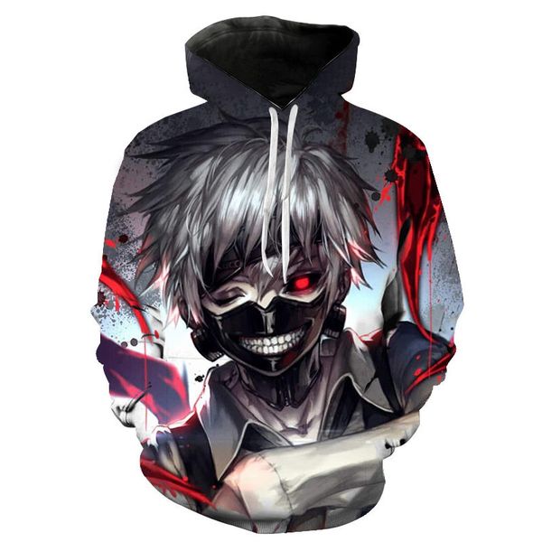 

men women children 3d hoodies tokyo ghoul sweatshirt harajuku boys sweatshirts anime printed hoodie tokyo ghoul cool pullover, Black