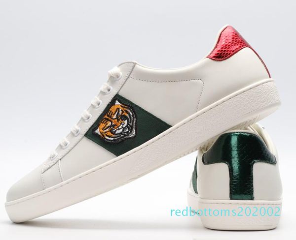 

with box 2019 fashion stripes green embroidered sneakers ace black genuine leather men women casual designer shoes size 35-46 r02