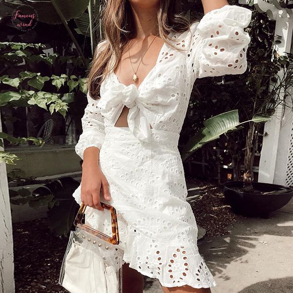 

intage white lace short dress women 2019 new casual holiday hollow out v neck embroidery up a-line female dress vestidos, Black;gray