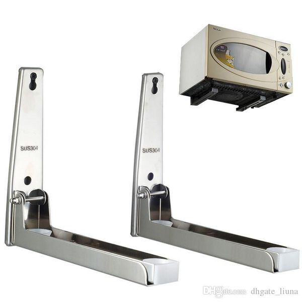 

304 stainless steel wall mounted microwave oven shelf adjustable folding oven bracket kitchen storage holders racks
