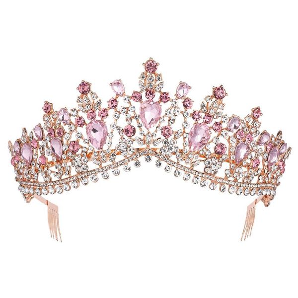 

kmvexo european multiple colors crystal tiaras queen bride crowns with comb bridal wedding fashion hair jewelry accessories 2019, Golden;white