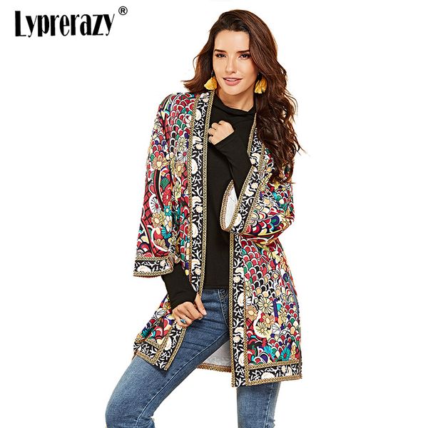 

lyprerazy women loose shirts ethnic bohemian cardigan long sleeve summer chiffon shirt floral printed patchwork blouse, White