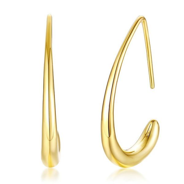 

stylish golden curve brass open hoop earrings for women jewelry
