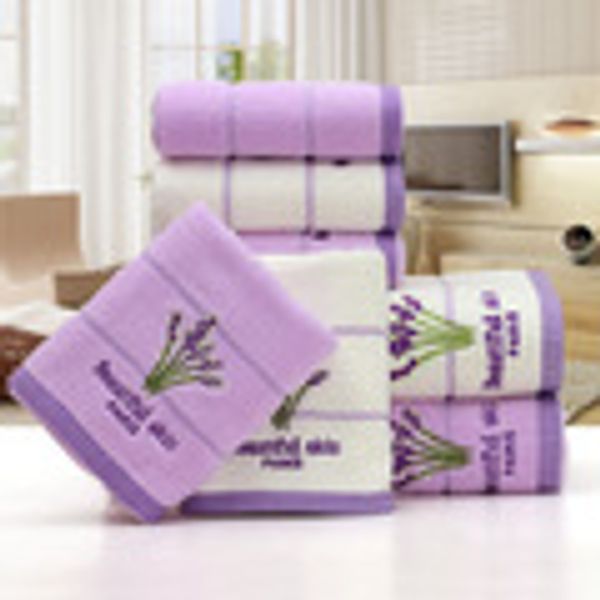 

2pcs/set 32*73cm elegant lavender cotton terry towels for adults face bathroom hand towels toallas de mano ing