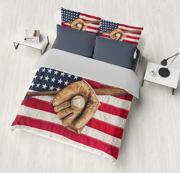2020 Shompe 3d American Flag Baseball Basketball Football Bedding