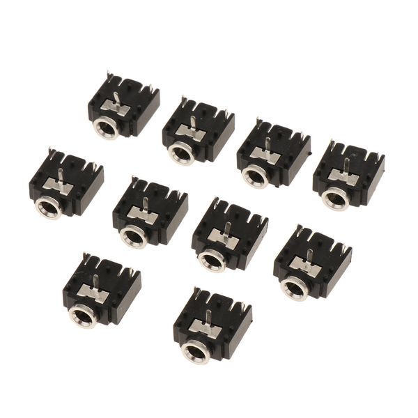 

10pcs 3-pin 1/8inch 3.5mm stereo audio socket jack for headphones pj-307