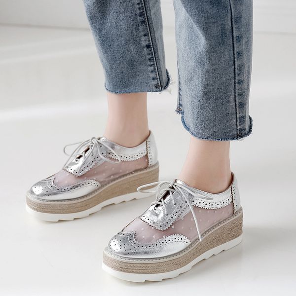 

british style round toe cross women's shoes oxfords casual female sneakers flats platform preppy new leather summer dress, Black