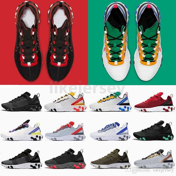 

2020 react element 55 men women running shoes triple black olive tour gym red sail taped seams mens trainers designer sport sneakers