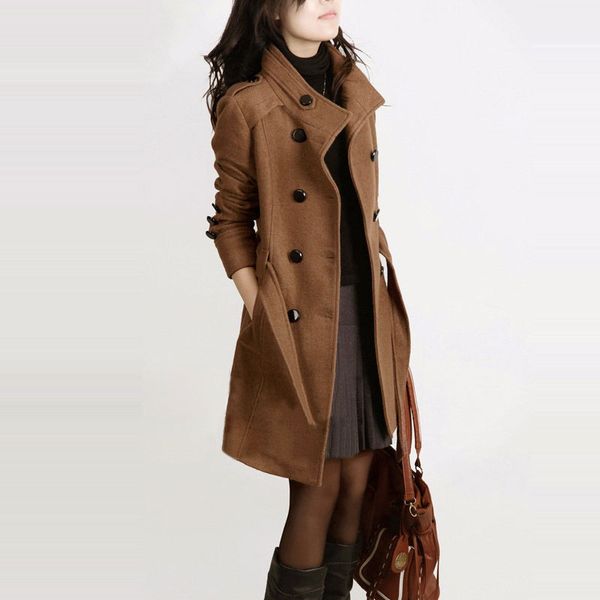 

long sleeve winter wool coat women europe style plus size casaco feminino ladies autumn new slim long woolen coats z5405, Black