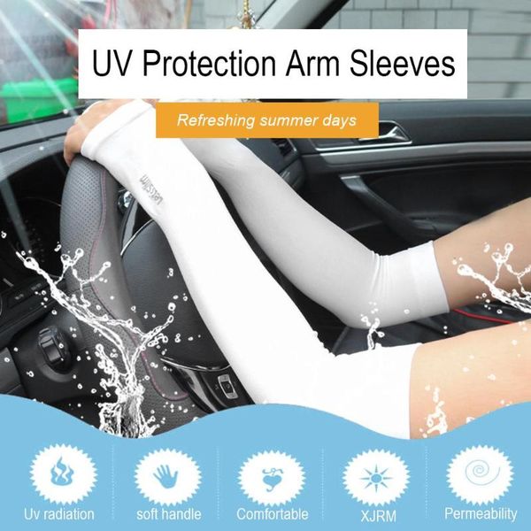 

1 pair men women summer sun uv protection cooling arm sleeves warmers for outdoor sports cycling running sun uv protection, Black