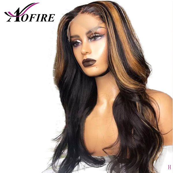 

ombre blonde color wig 13x6 lace front human hair wigs pre plucked body wave brazilian remy wig for women with baby hair 130%, Black;brown