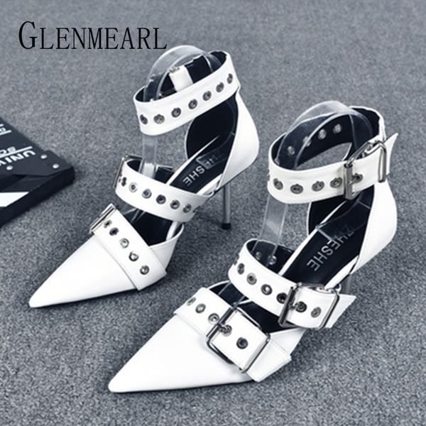 

women heels brand female pumps women shoes high heels metal buckle strape female pointed toe casual shoes party shoes de, Black