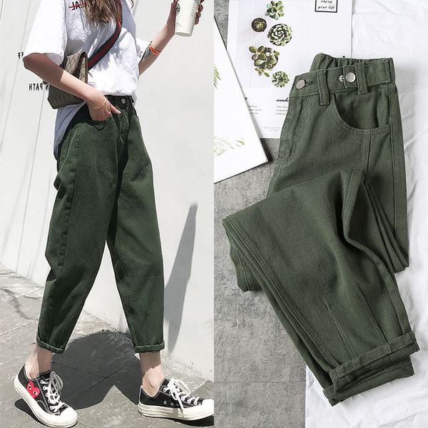 

AprilGrass Brand Designer Loose Harem Women's Jeans Female Candy Color Spring Jeans Women High Waist Denim Pencil Pants Winter Trousers