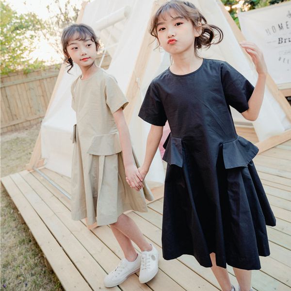 

2020 summer cute teen girl dress ruffles patchwork party dresses fashion big girls clothes black beige kids dress baby clothing t200424, Red;yellow