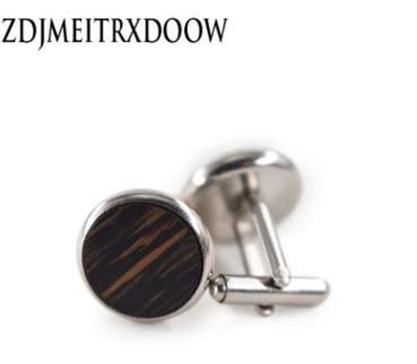 

jewelry fashion shirt cufflinks wooden cufflink for mens gift brand cuff links round wooden buttons high quality, Silver
