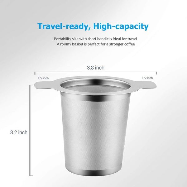 

layer mesh tea infuser, reusable coffee filter - fits standard cups mugs teapots - perfect stainless steel filter for brewing st tea straine