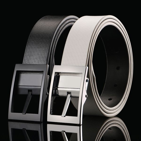 

hole pattern two-layer leather pin buckle belt men's japanese pin buckle leather casual belt, Black;brown