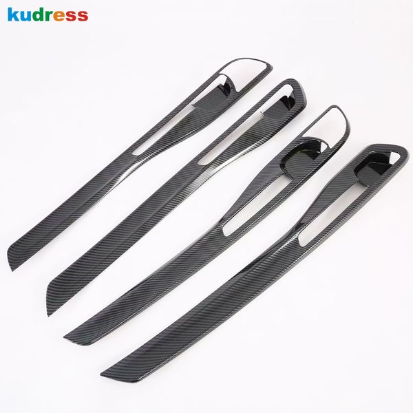 For Kia Seltos 2019 2020 Carbon Fiber Car Accessories Door Inner Handles Bowl Frame Moudling Strip Decoration Trim Styling Car Interior Ideas Car