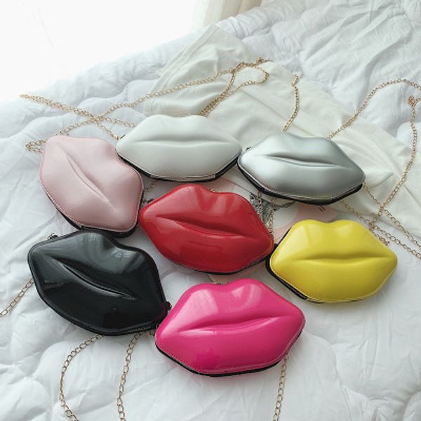 

women lips style fashion pu leather clutch bag chain purse shoulder bag handbag lady's crossbody mini messenger bag