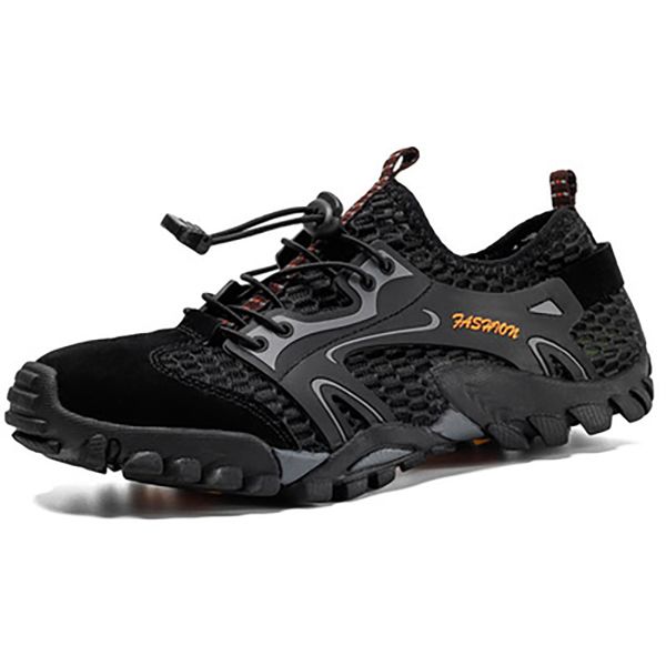 

gentlemen hiking breathable shoes male elastic band mesh comfortable footwear men summer 2020 new fashion plus size 38-50, Black
