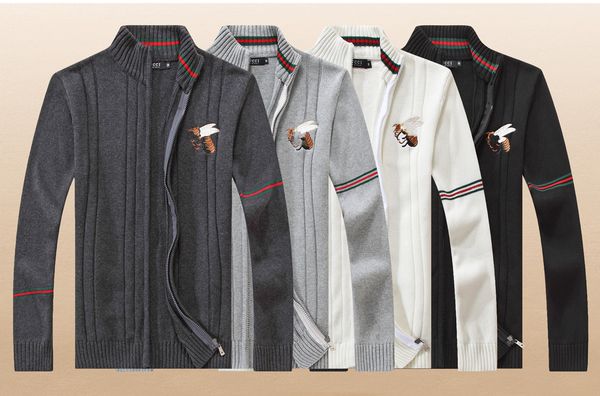 

new cardigan men's cardigan knitwear zipper sweater warm wool hoodie sweatshirt autumn/winter sweater full 100% cotton casual print, White;black