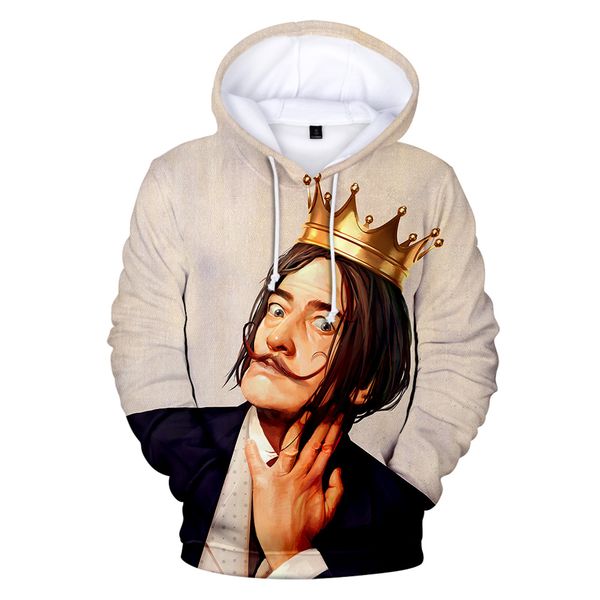

salvador dali print pullover hoodie men/women winter fashion casual harajuku soft hooded sweatshirt sale, Black