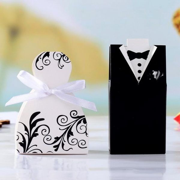 

wedding candy box bride groom good quality wedding bridal favor gift boxes 100 pairs /200pcs gown tuxedo