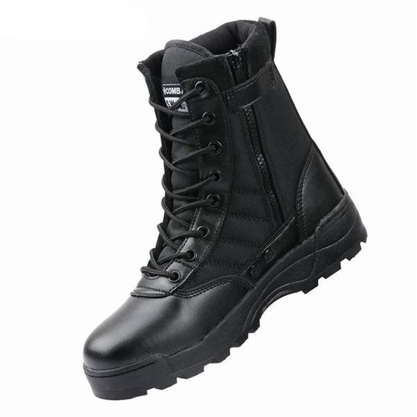 

new us military leather combat boots for men infantry tactical training ankle shoes motorcycle boots vintage combat footwear, Black