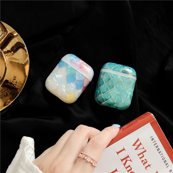 

wholesale fashion luxury tpu case for airpods protective cover fish-scale designer keychain anti lost earphone case protector pouch for gift