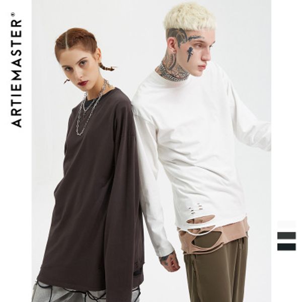 

мужчины женщины дизайнер одежды мужские сплошной цвет с длинным рукавом футболки толстовка мужская роскошные свободные уличный стиль одежды, White;black