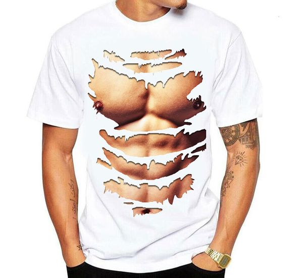 

big boobs stomach six pack abs muscle t shirt naked personality novelty t-shirts for men women man tshirt homme, White;black
