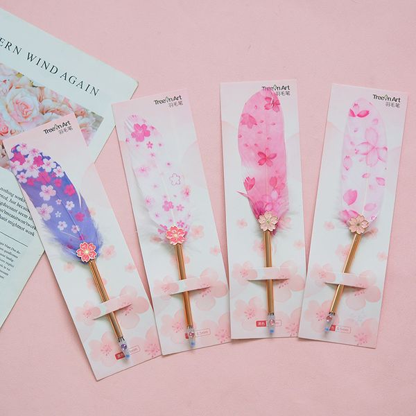 

1pc cute cherry pens neutral pens kawaii feather gel pensfor kids gift school office supplies stationery