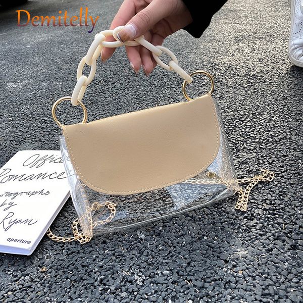 

fashion chain jelly clutch women's bag wild transparent mini shoulder messenger bag exquisite hardware ring buckle