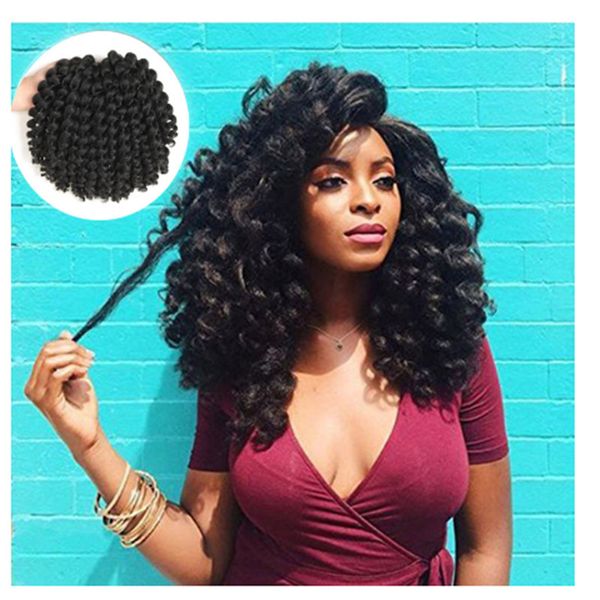 Häkel-Haarverlängerung, 20,3 cm, Ombre Jumpy Wand Curl, Häkelzöpfe, 22 Wurzeln, Jamaican Bounce, Synthetik für schwarze Frauen