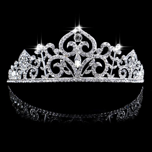 

wedding party 16x5cm tiaras beaded flower leaf headwear of bride crown diamond headwear for bride acting initiation graduation rs-49, White;golden