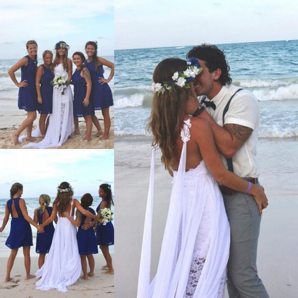 

дешевые сексуальные пляжные свадебные платья спагетти ремень с открытой спиной шифон и кружево чешское свадебное платье с открытой спиной в, White